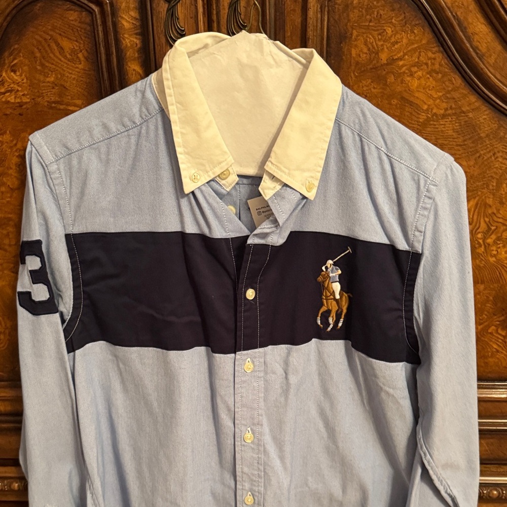 Polo Ralph Lauren Light Blue and Navy Casual Shirt Boys size L/G (14/16). - Picture 2 of 3